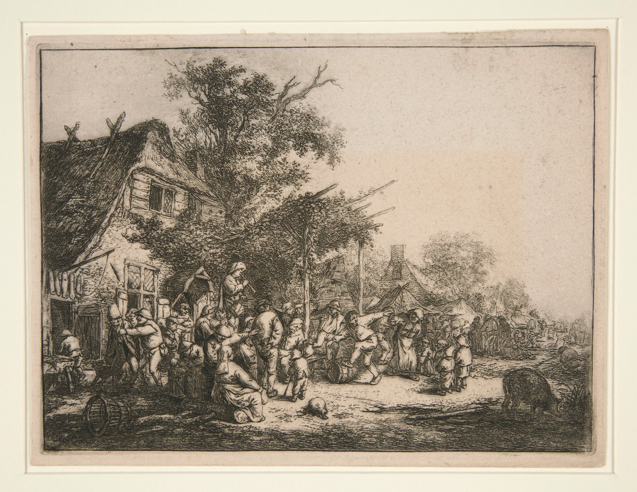 Dansen under espalieriet av Adriaen van Ostade
