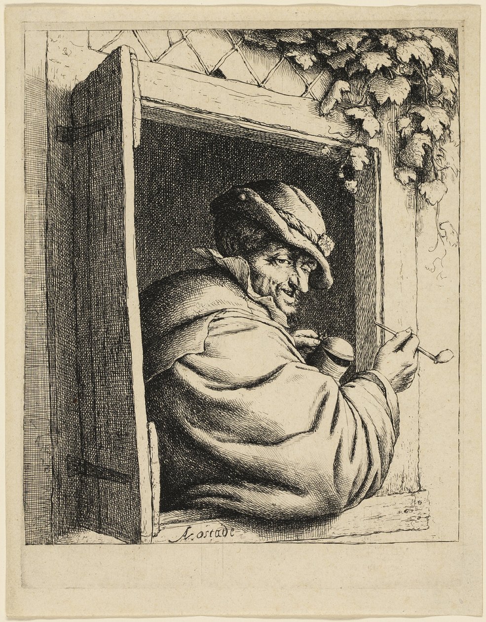 Røykeren ved vinduet av Adriaen van Ostade