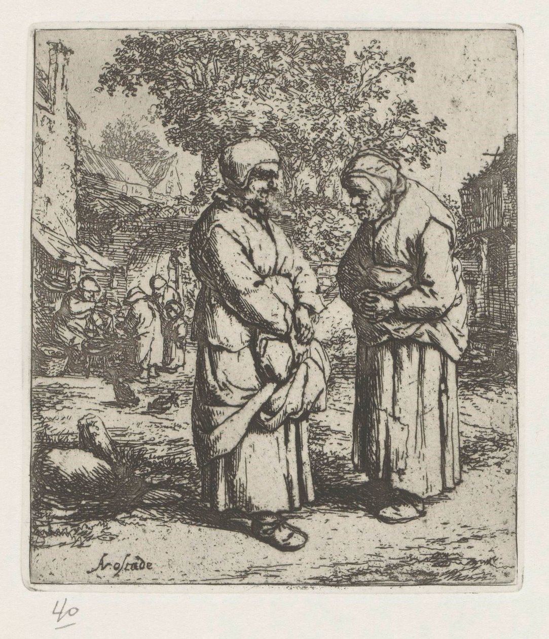 To gamle kvinner snakker av Adriaen van Ostade