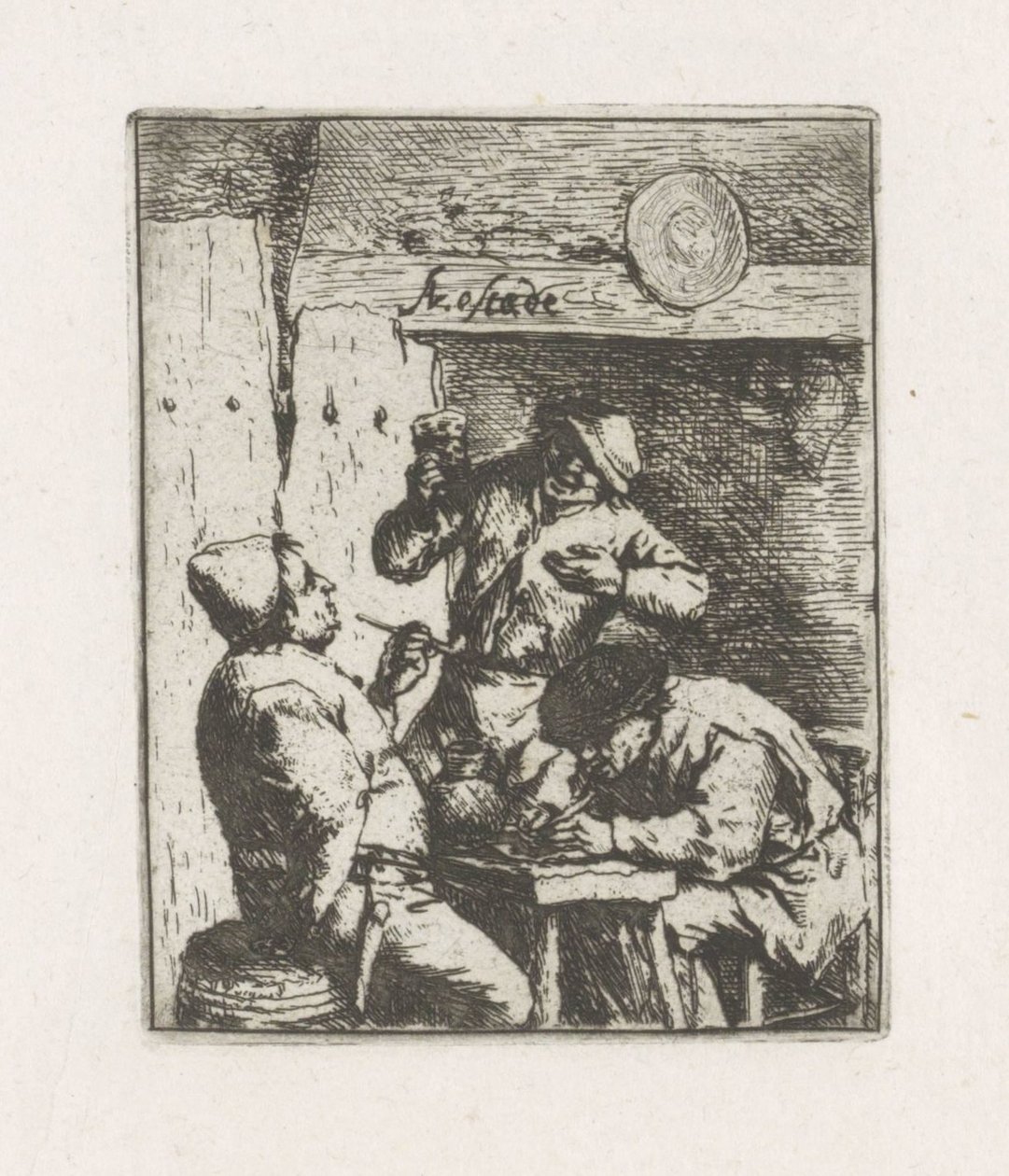 To røykere og drikker i vertshuset av Adriaen van Ostade