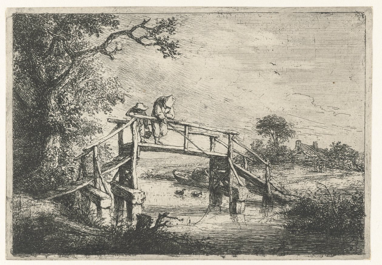 To fiskere på en bro sportsfiskeren av Adriaen van Ostade