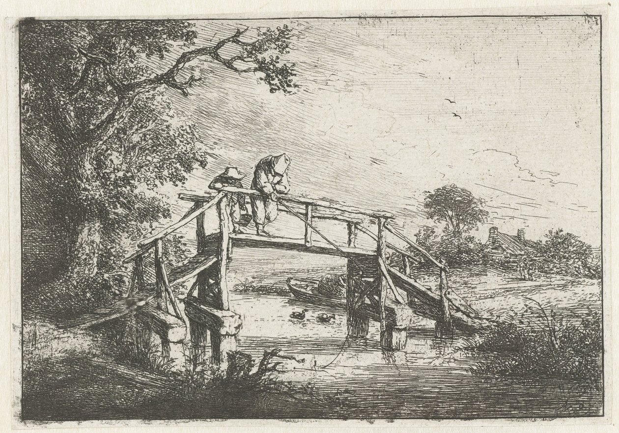 To fiskere på en bro Fiskeren av Adriaen van Ostade