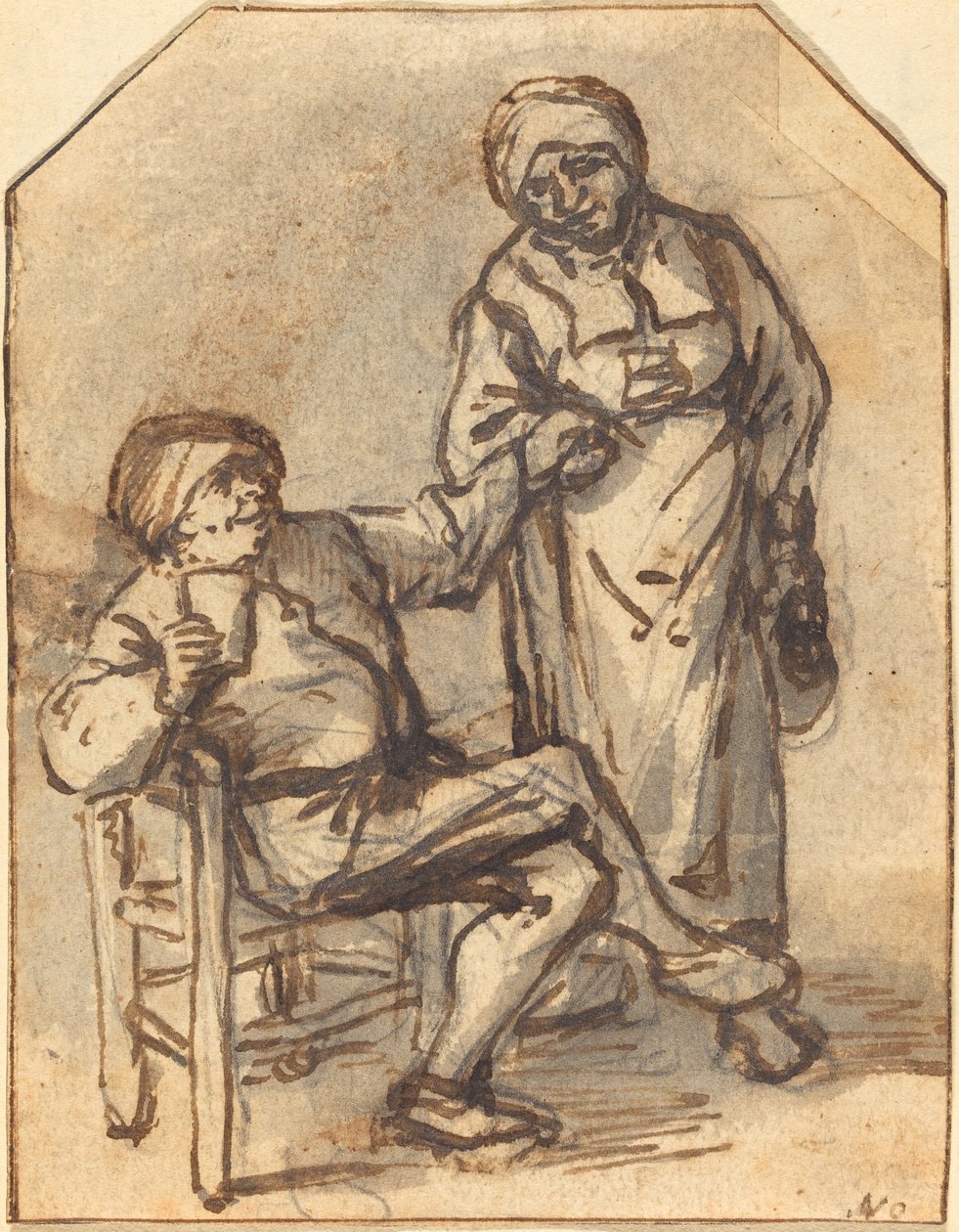 To bønder som drikker av Adriaen van Ostade
