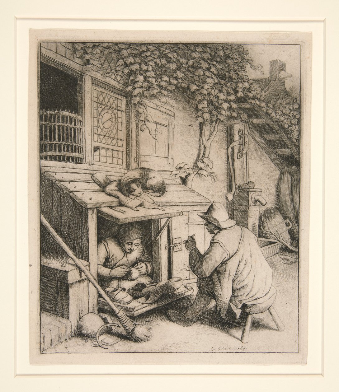 a. Skomakeren b. Sangerne av Adriaen van Ostade