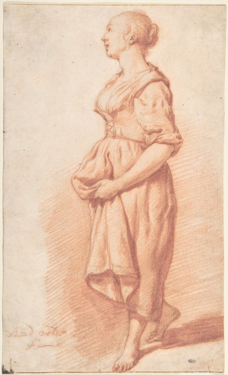 Ein junges Mädchen, das nach links geht av Adriaen van de Velde