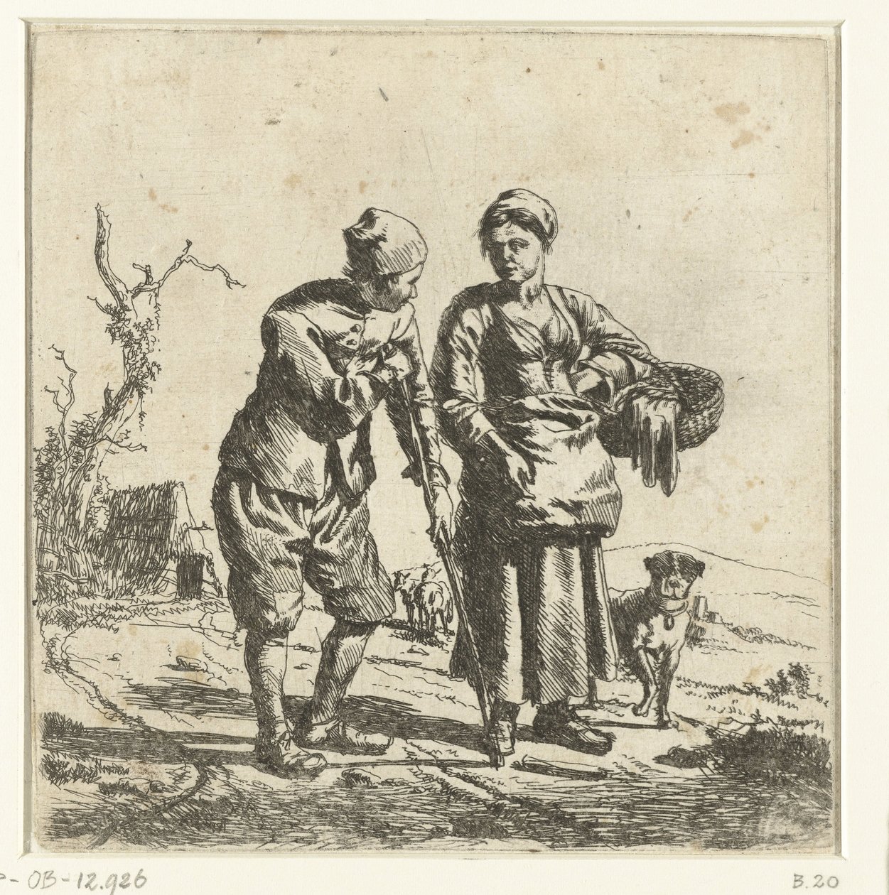 Bonde og bondekone i samtale av Adriaen van de Velde