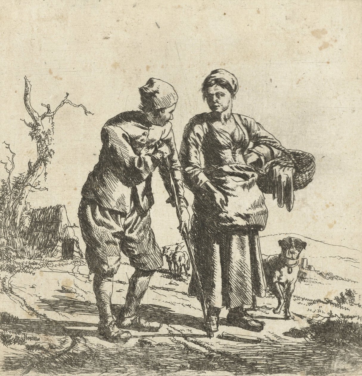 Bonde og kona i samtale av Adriaen van de Velde