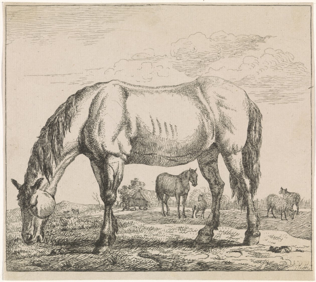 beitende hest Husdyr (serietittel) av Adriaen van de Velde