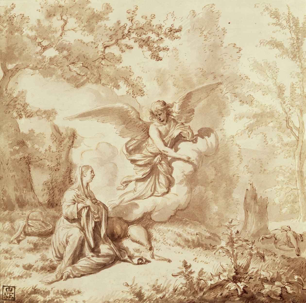 Hagar i villmarken (tegning) av Adriaen van de Velde