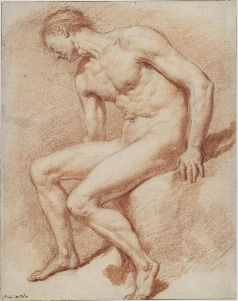Sittende mannlig akt av Adriaen van de Velde