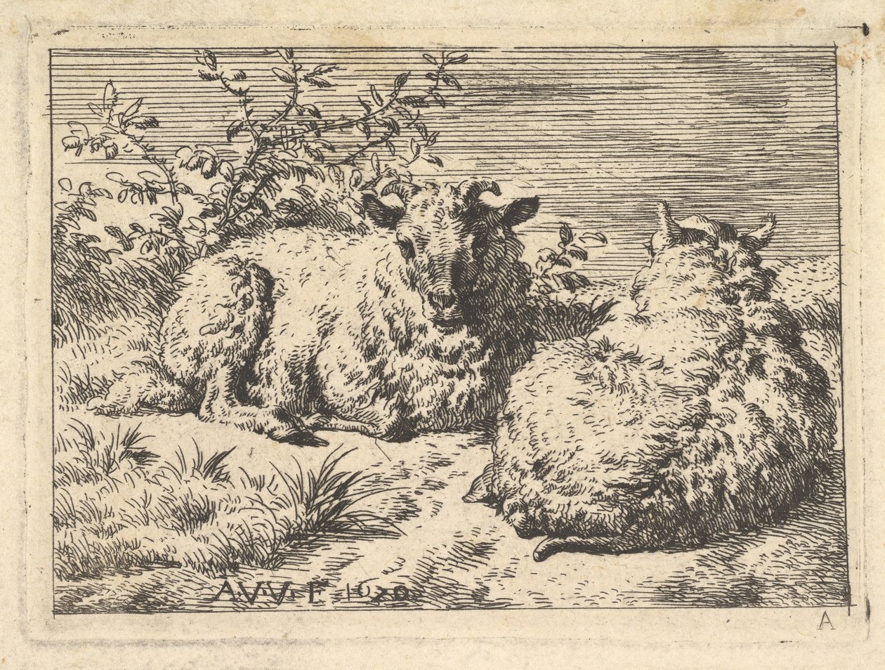 To liggende sauer, 1670. av Adriaen van de Velde