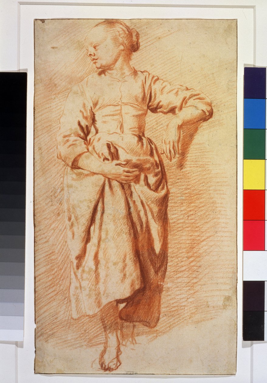Kvinne i bondekjole. 1670-1675 (kritt) av Adriaen van de Velde