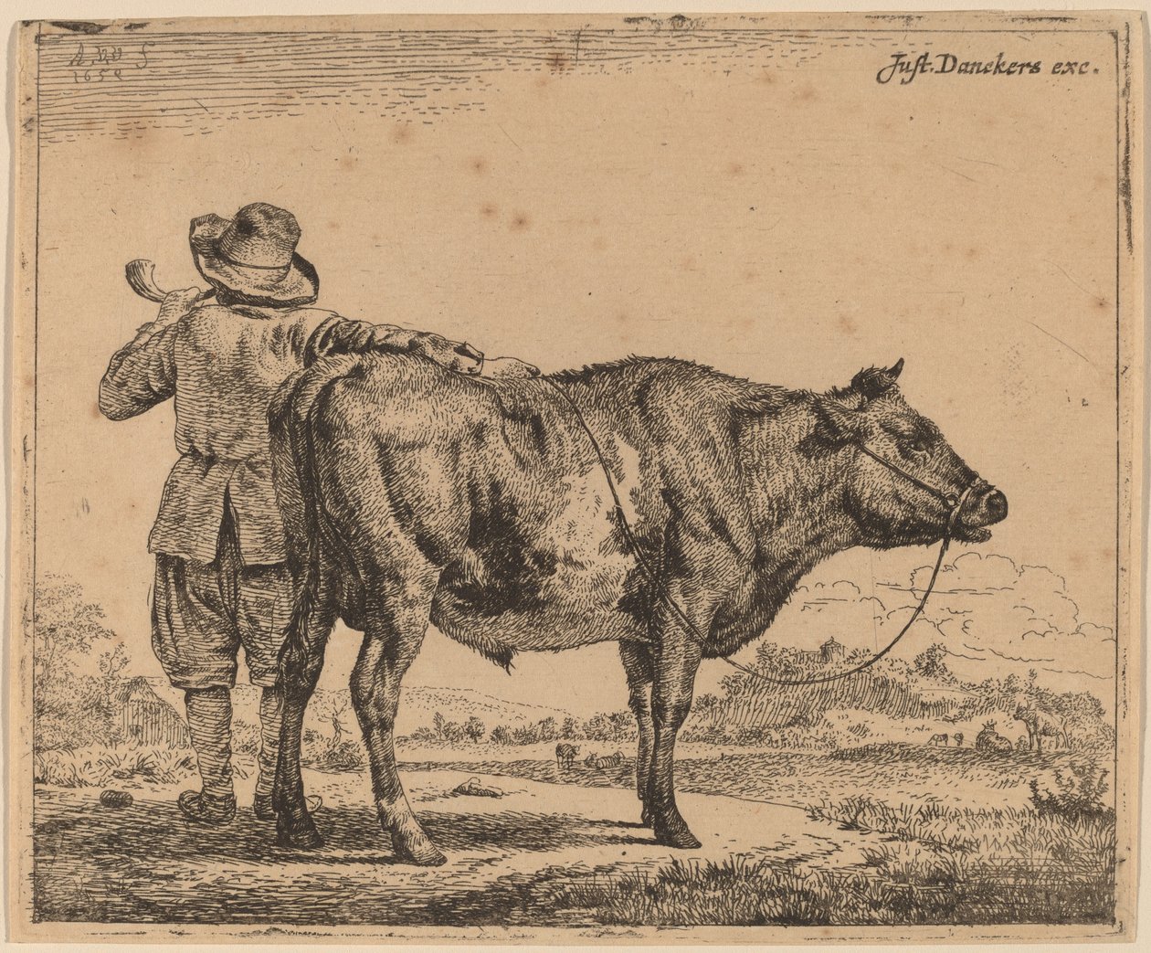 Ung gjeter med en okse av Adriaen van de Velde