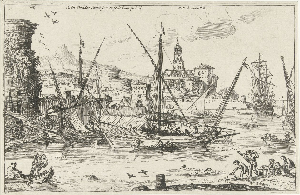 Havn Havneutsikt i sør Landskap, serie to (serietittel) av Adriaen van der Kabel