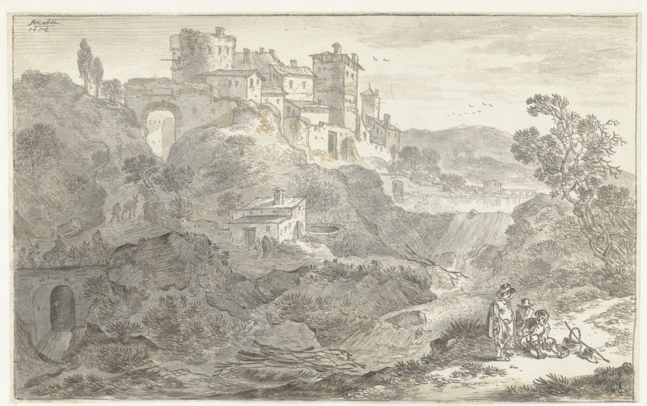 Italiensk landskap av Adriaen van der Kabel