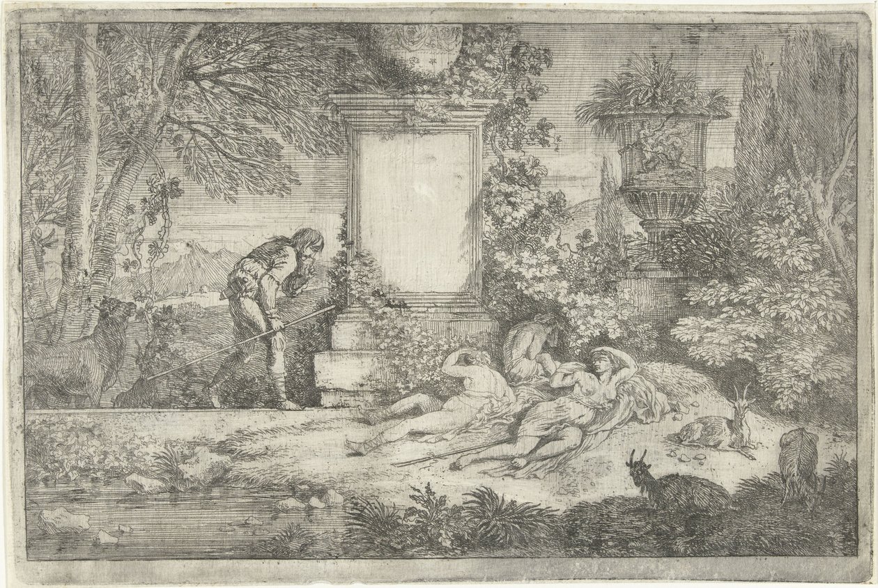 Sovende gjeterinner Landskap, serie 1 (serietittel) av Adriaen van der Kabel