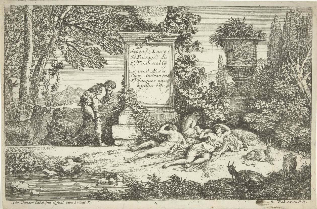 Sovende gjeterinner Landskap, serie 1 (serietittel) av Adriaen van der Kabel