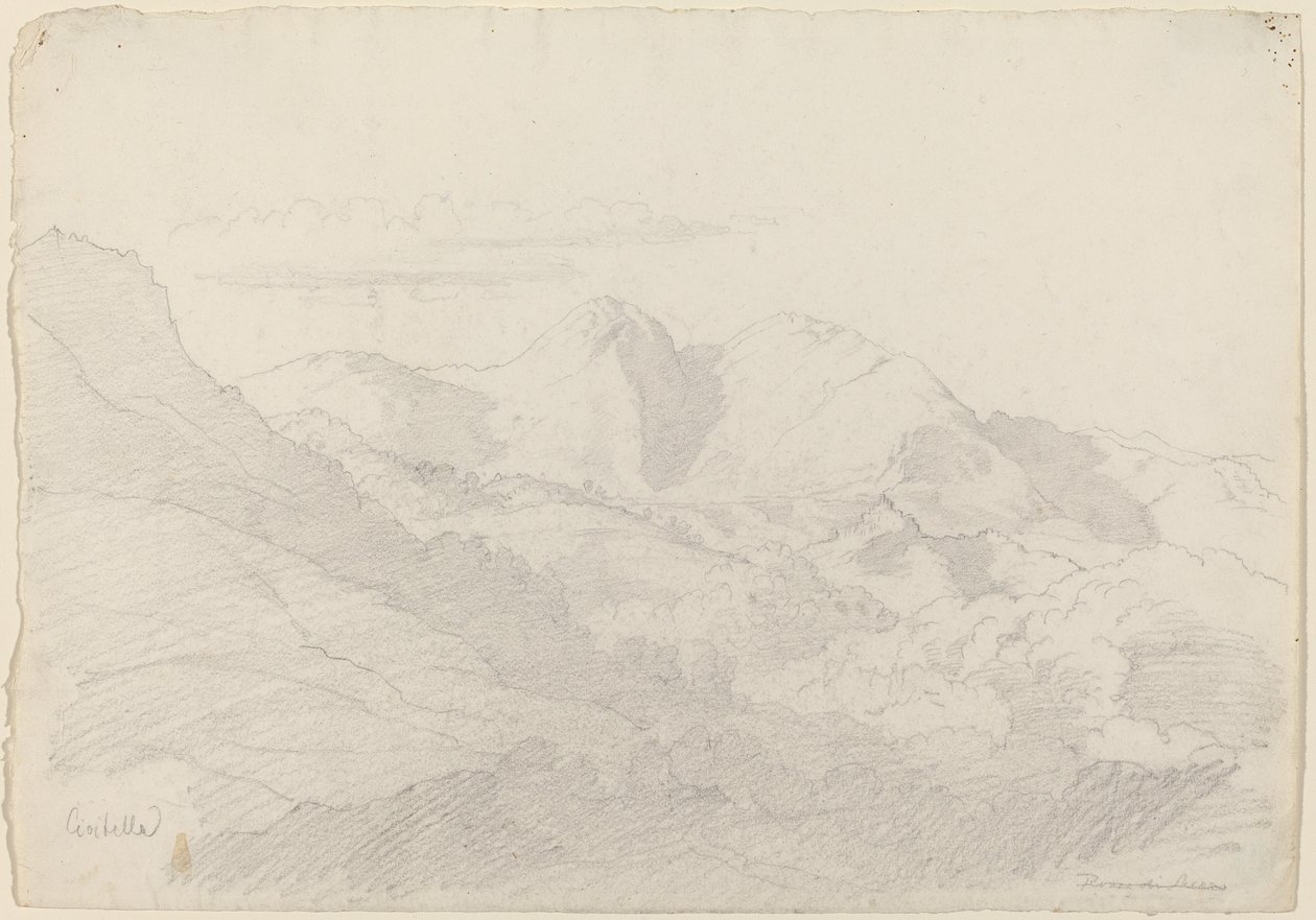 The Sabine Hills og Rocca Santo Stefano sett fra Civitella av Adrian Ludwig Richter
