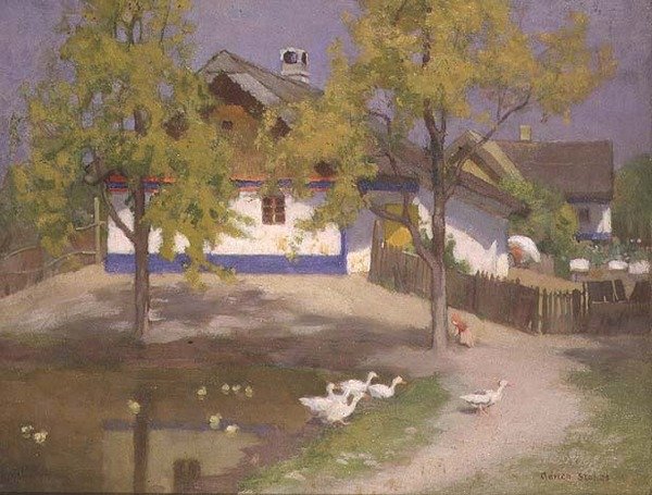 En slavisk hytte ved Kalocsa, ca. 1905-07 (olje om bord) av Adrian Scott Stokes