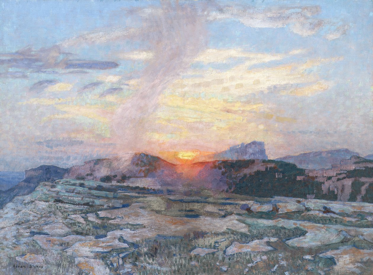 Solnedgang i Provence, ca. 1927 av Adrian Scott Stokes