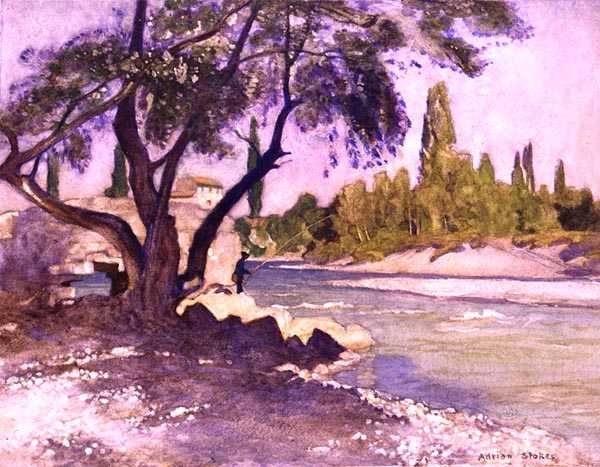 The Durance i Sisteron, Frankrike (akvarell på papir) av Adrian Scott Stokes