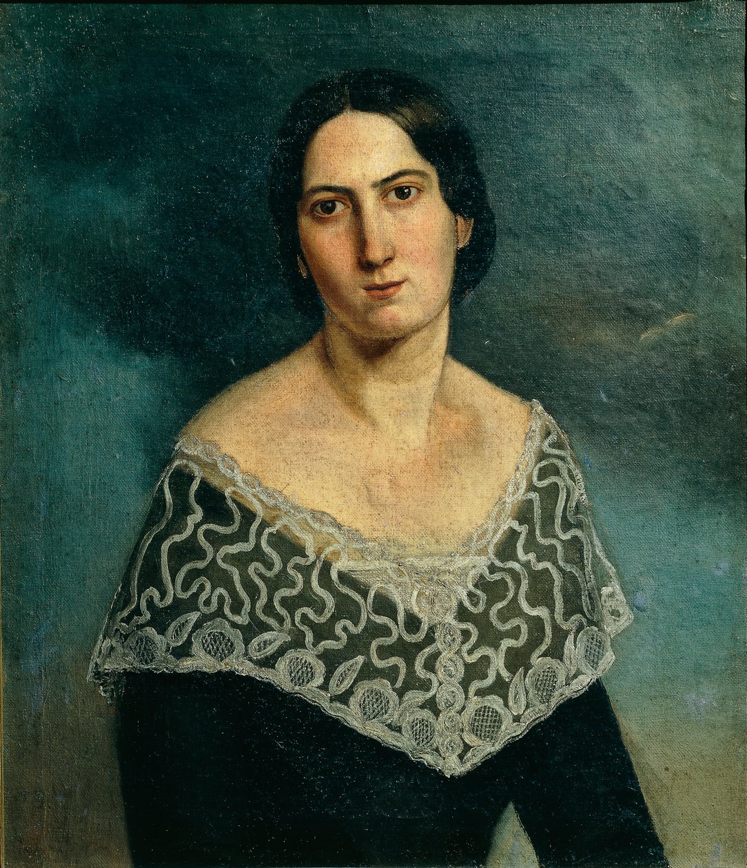 Portrett av fru Bonini Gardi (olje på lerret) av Adriano Baldini
