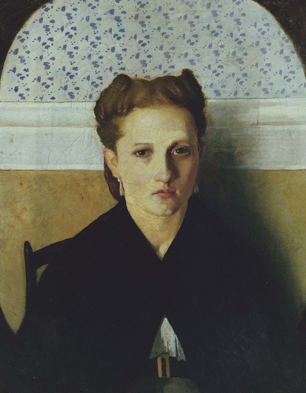 Portrett av kunstnerens kone (olje på lerret) av Adriano Cecioni