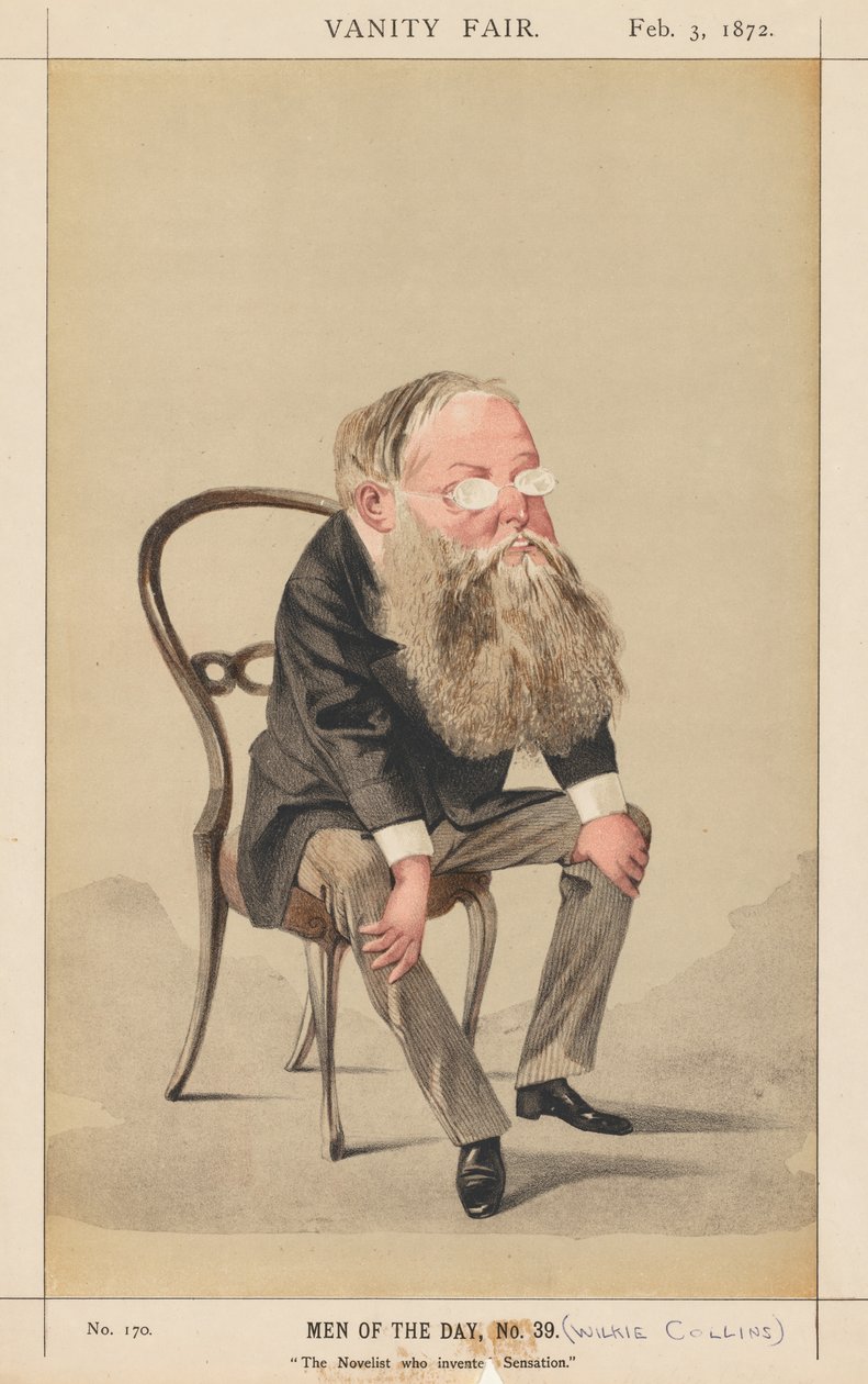 Vanity Fair: Men of the Day, nr. 39. Romanforfatteren som oppfant Sensation, 1872. av Adriano Cecioni