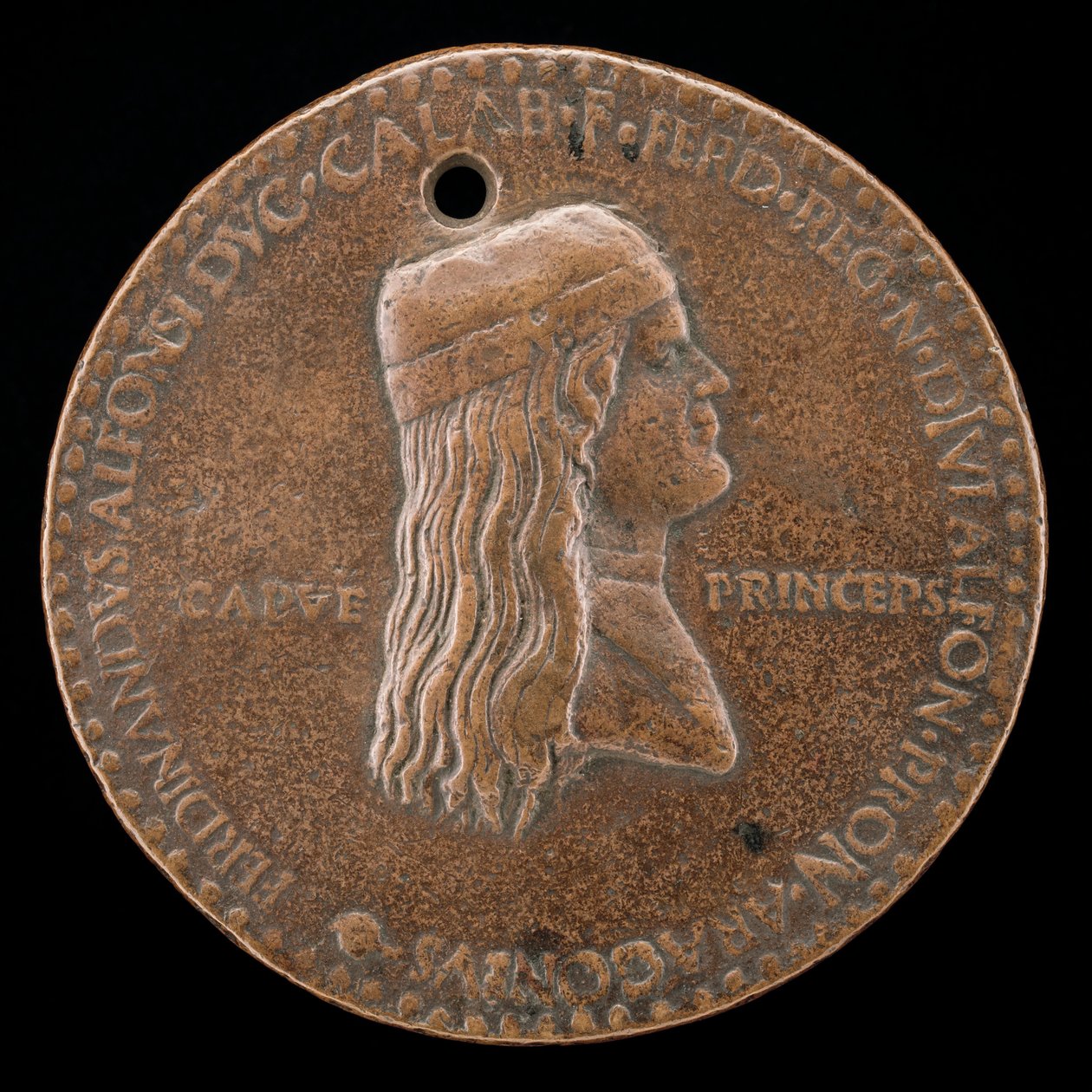 Ferdinand II av Aragon, død 1496, prins av Capua og konge av Napoli 1495 [obv], 1494 eller før. av Adriano Fiorentino