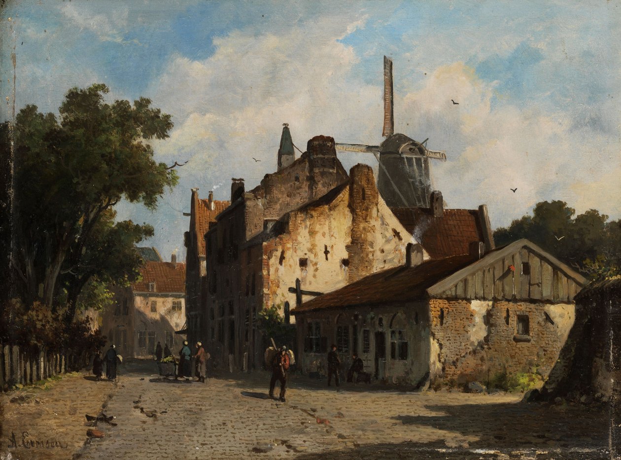 Utsikt i en nederlandsk forstadsgate. av Adrianus Eversen