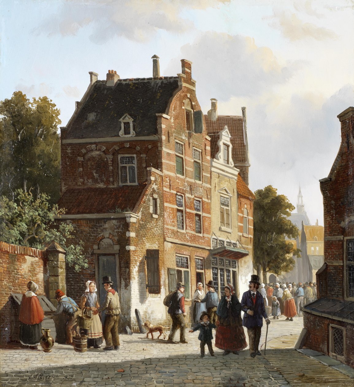 Figurer i en travel gate av Adrianus Eversen