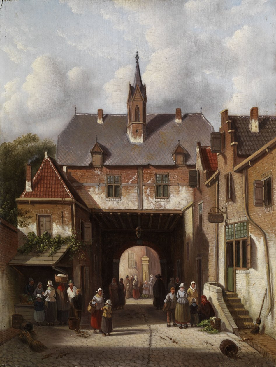 Markedets mas under en portbygning av Adrianus Eversen