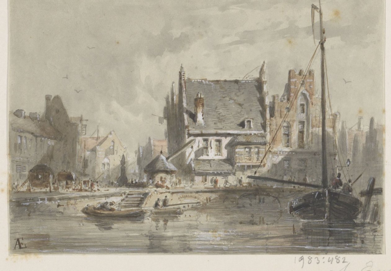 Ansikt i Brugge av Adrianus Eversen (signed by artist)