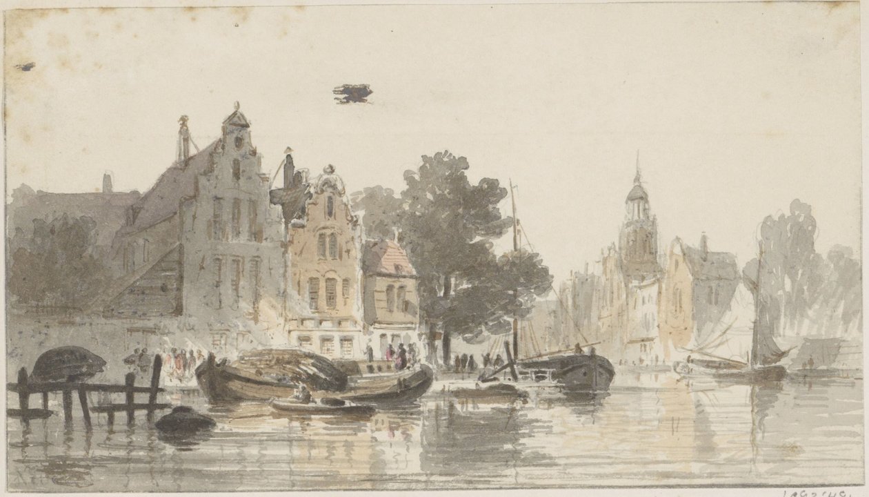 Bybilde med kanal av Adrianus Eversen