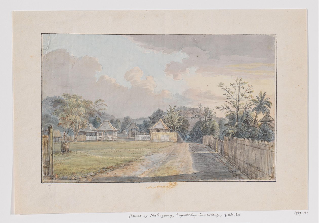 Utsikt over Malangbong, Sumedang Regency, Priangan, Vest-Java av Adrianus Johannes Bik