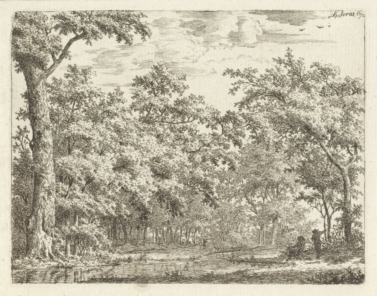 To skikkelser ved vannet i skogen av Adrianus Serné