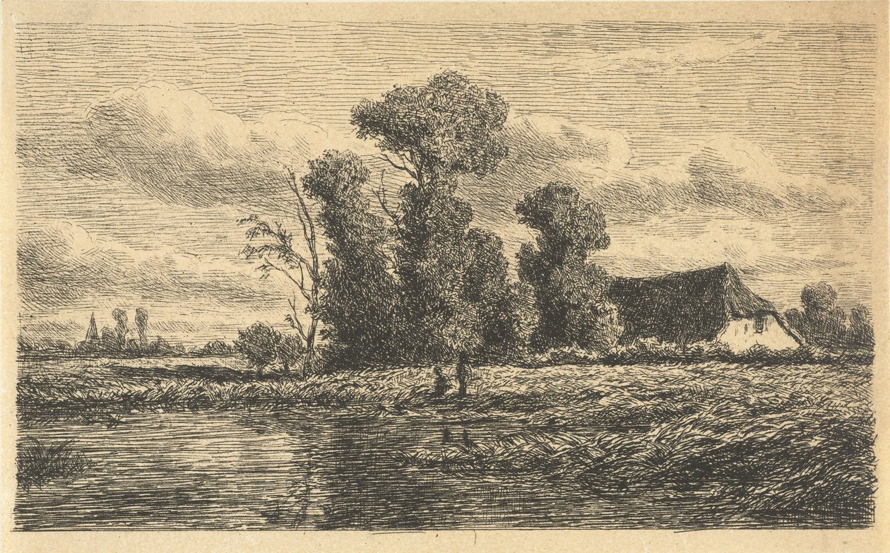Landskap med grøft og gård av Adrianus van Everdingen