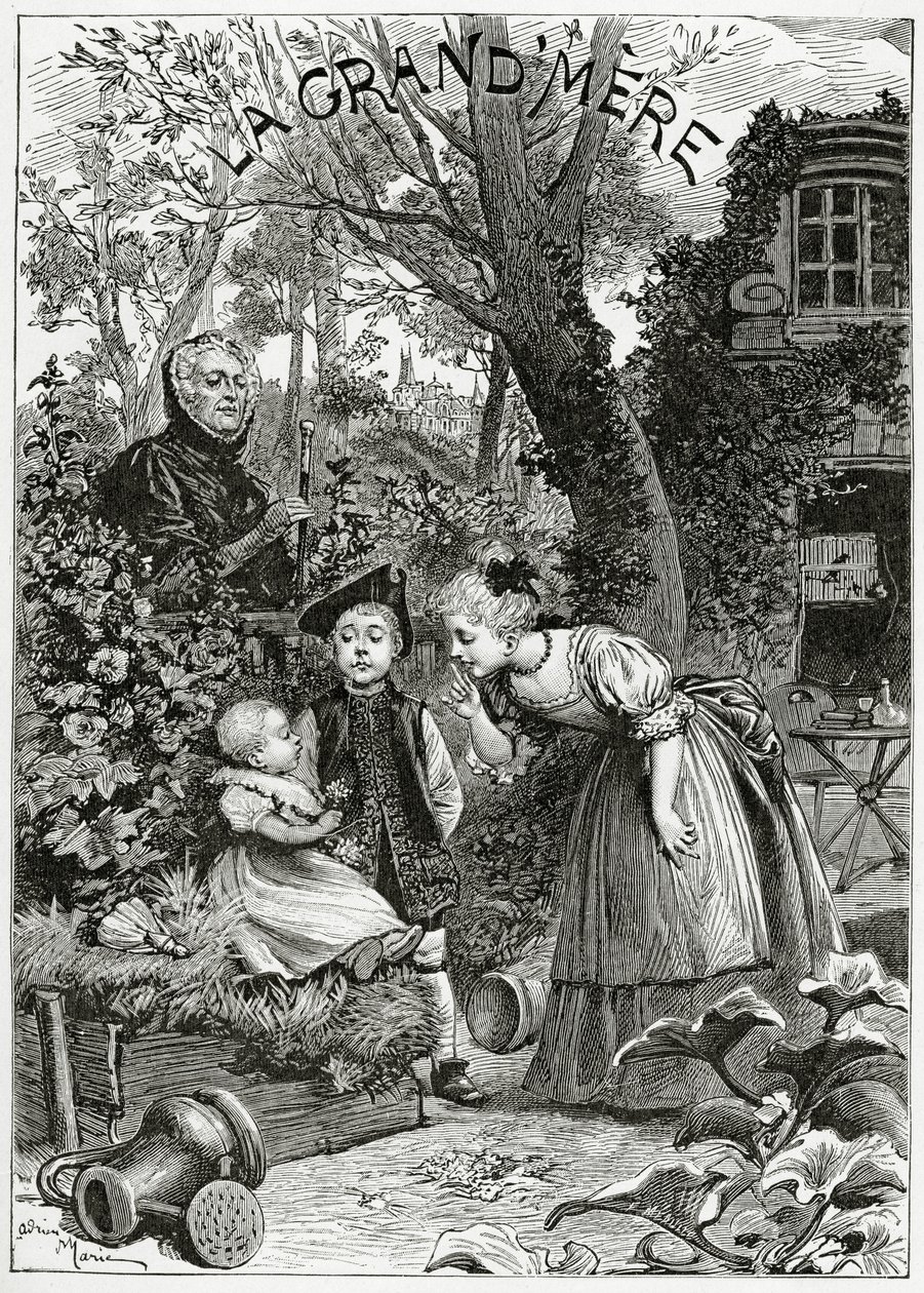 La Grand'Mère, 1800-tallet (bw-gravering) av Adrien Emmanuel Marie