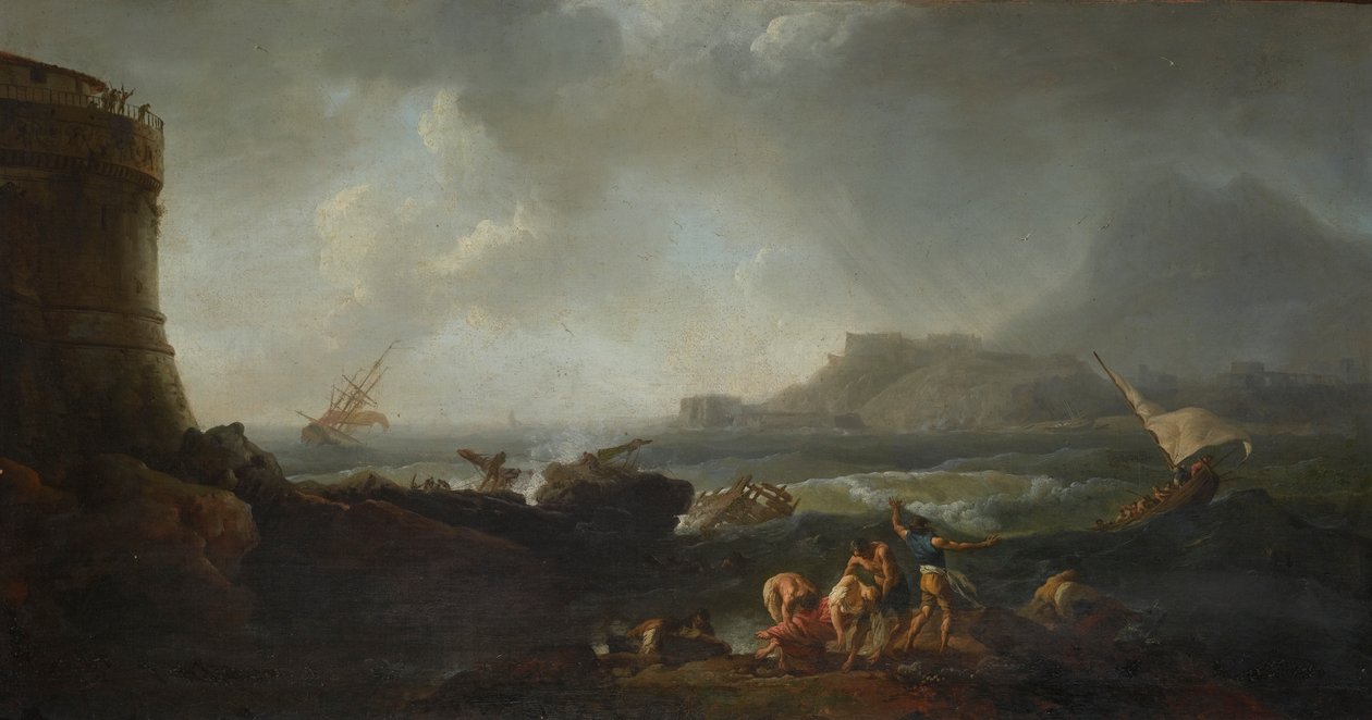 Et forlis i Stormy Seas av Adrien Manglard