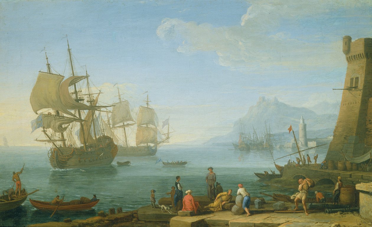 Havnescene i Middelhavet av Adrien Manglard