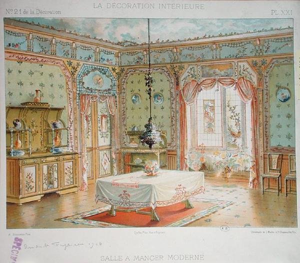 Moderne spisestue, ca. 1905 (litho-farge) av Adrien (after) Simoneton