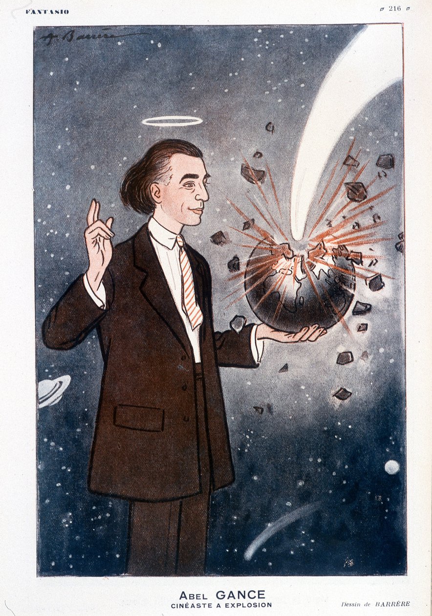 Abel Gance (1889-1981), eksplosiv filmskaper. I Fantasio 01/12/1930. Tegning av Barrere. av Adrien Barrere