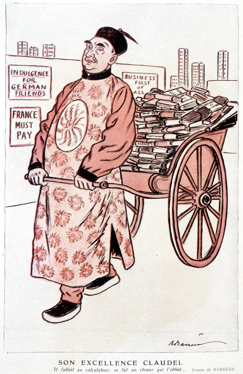 Tegneserie om Paul Claudel, fransk poet og dramatiker - av Barrère, i "" Fantasio"" fra 01.01.1927 av Adrien Barrere