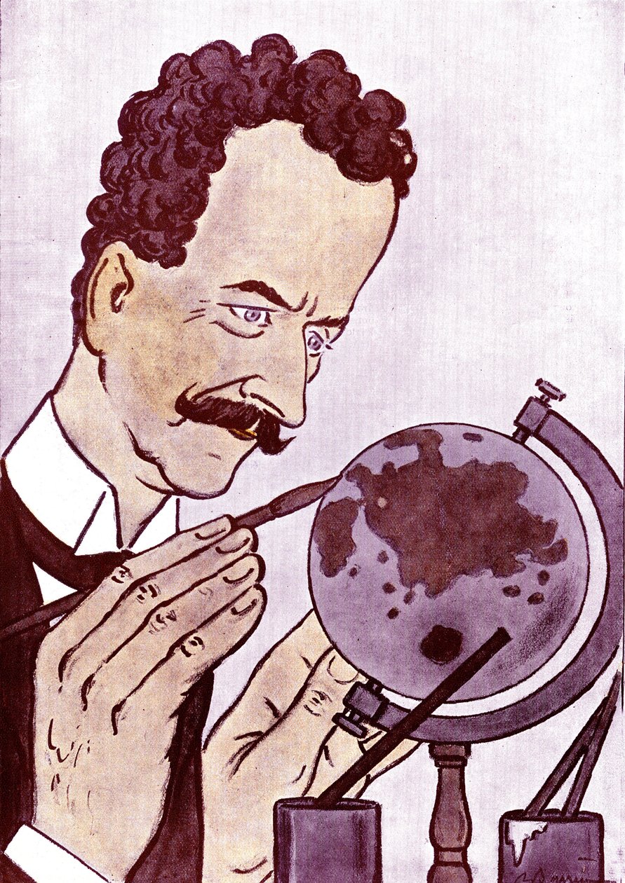 Tegneserie av Philippe Berthelot (1866-1934) fransk politiker og diplomat - tegning av Adrien Barrere (1877-1931) fra Fantasio av Adrien Barrere