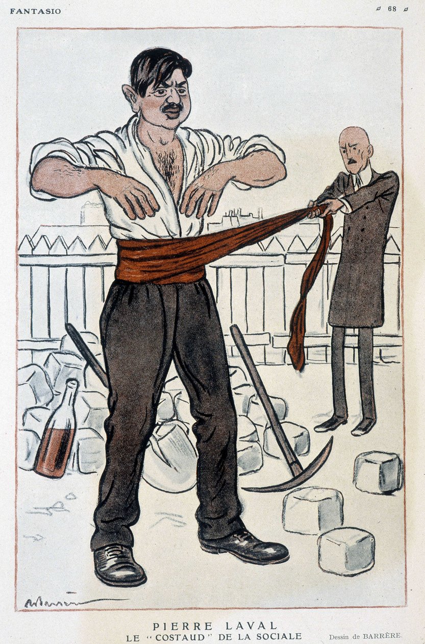 Tegneserie av Pierre Laval, den sterke sosiale - Illustrasjon av Adrien Barrere (1877-1931) i Fantasio fra 01.09.1925 av Adrien Barrere