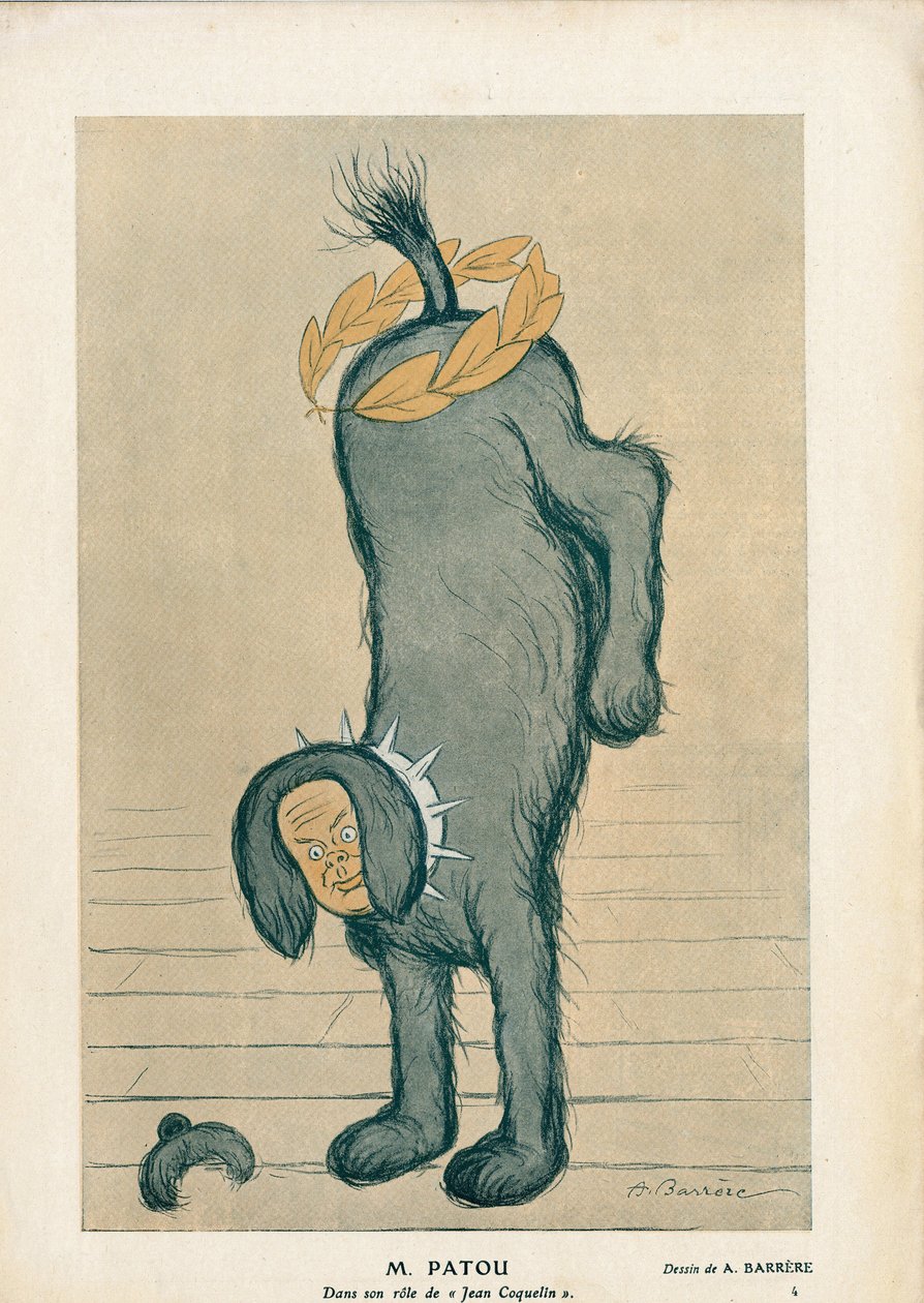 Karakteren til stykket "" Chantecler"" av Edmond Rostand Jean Coquelin i rollen som hunden Patou - Fantasio av Adrien Barrere