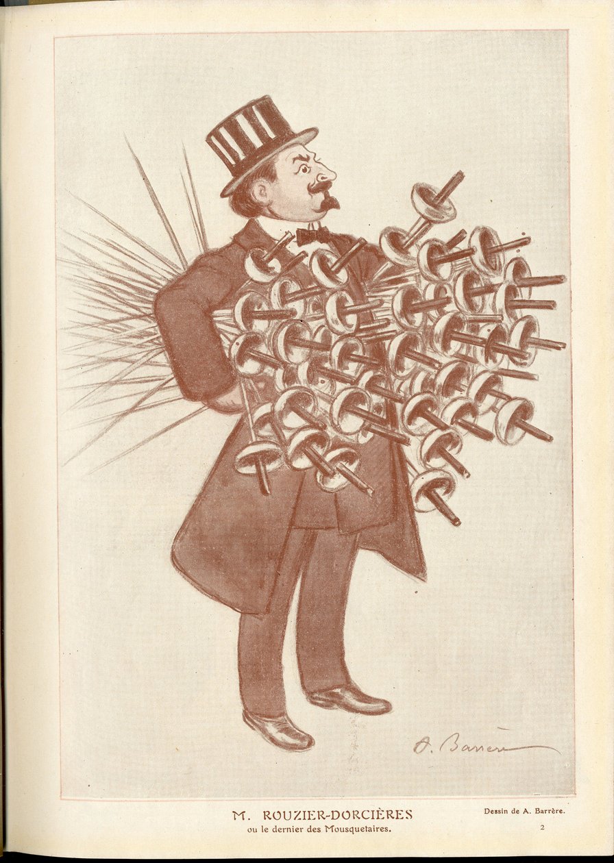 Fantasio, ca. 1912_4_1 - Illustrasjon av A Barrere (1874-1931): Fekting - Rouzier Dorcieres av Adrien Barrere