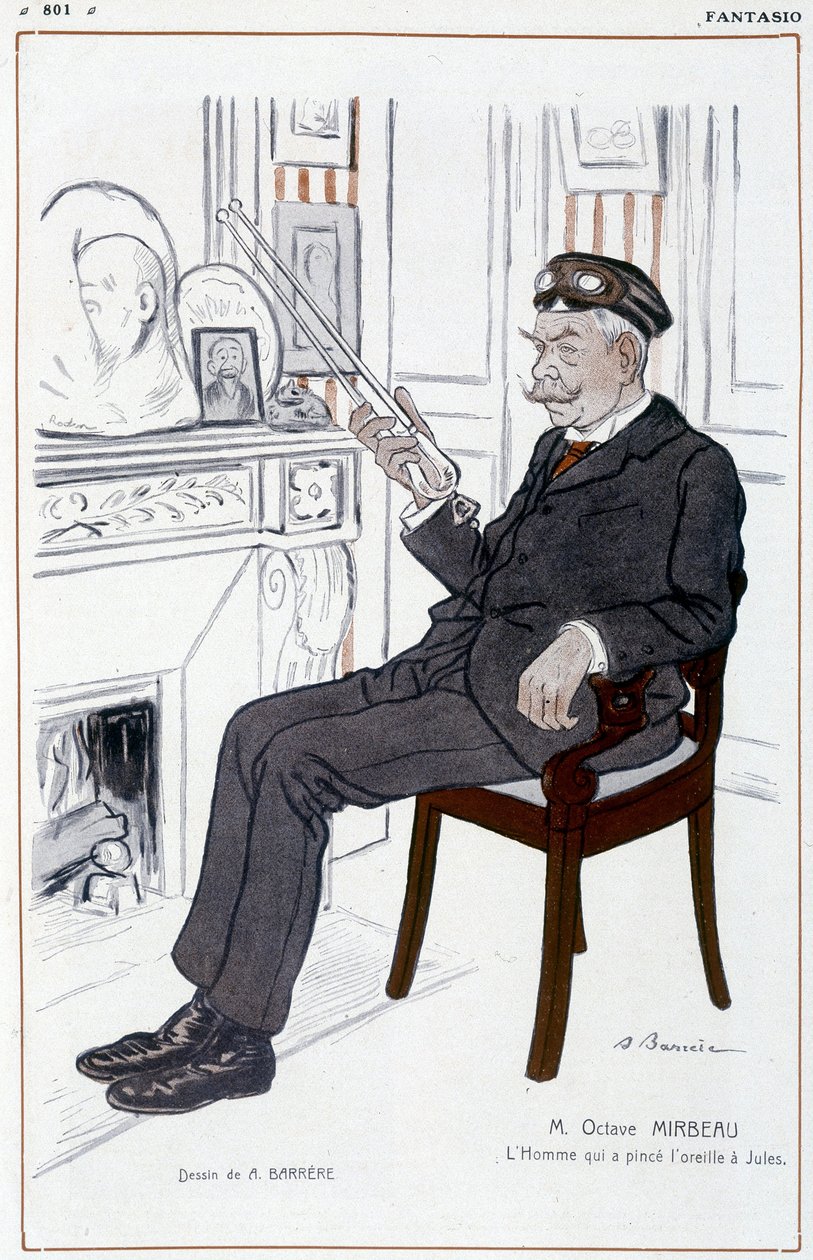 Humoristisk tegning på Octave Mirbeau av Barrère - i "" Fantasio"", fra 01.04.1908 av Adrien Barrere