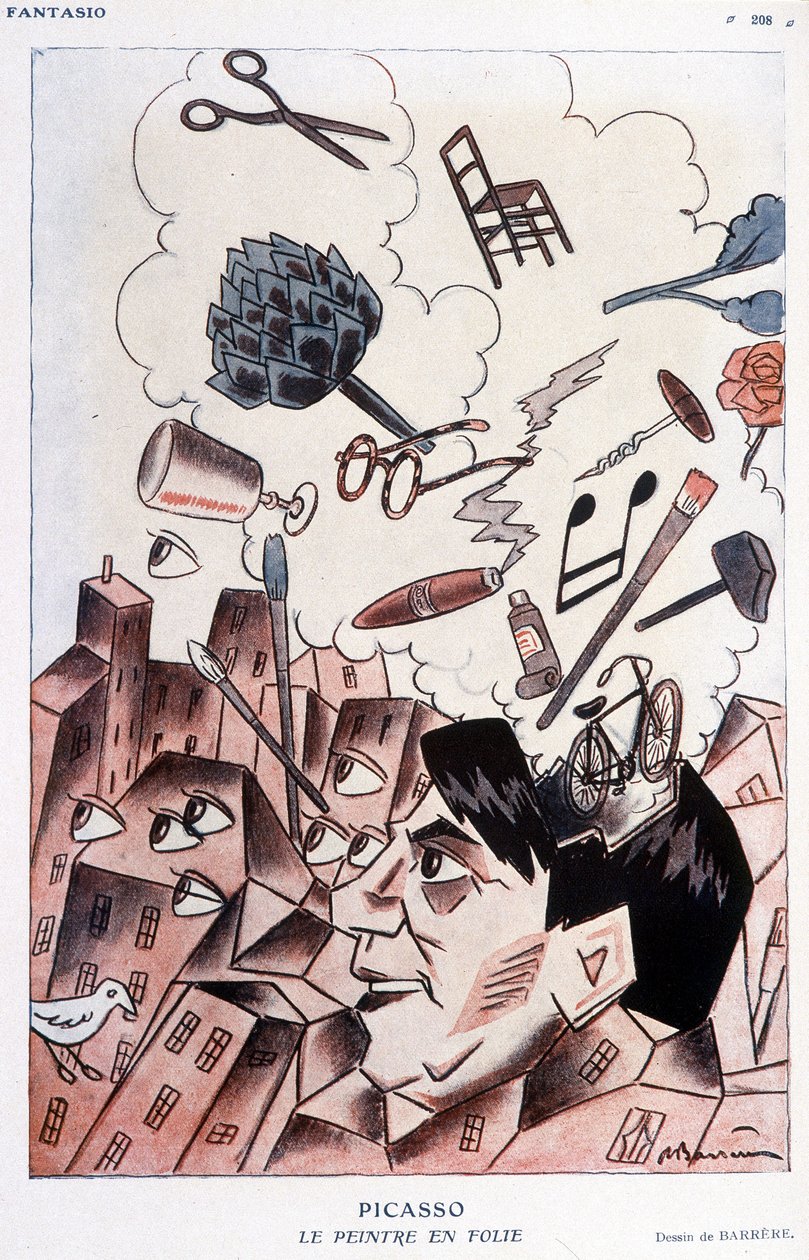 Humoristisk tegning på Pablo Picasso av Barrère - i "" Fantasio", fra 15.11.1928. av Adrien Barrere
