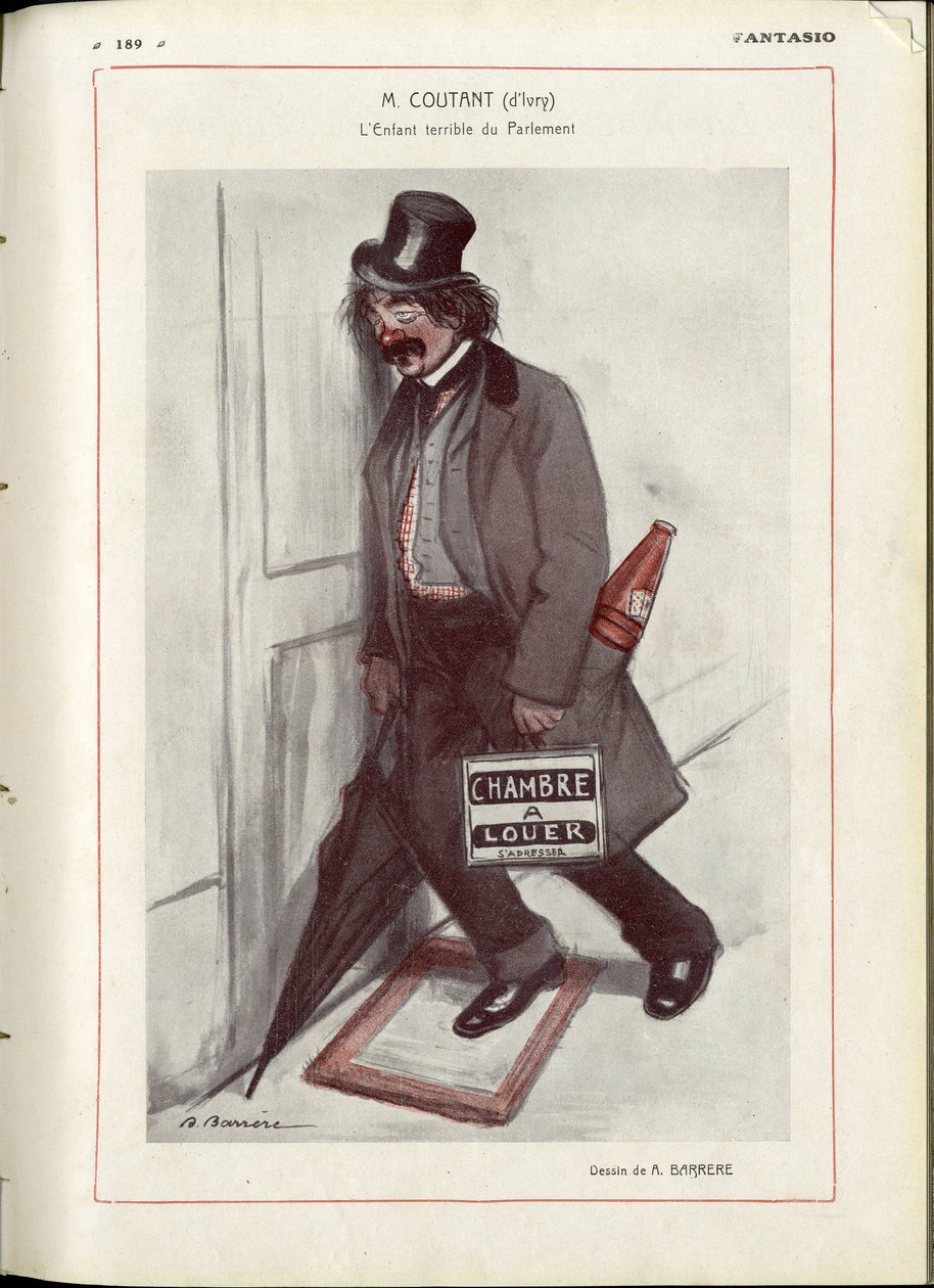 Illustrasjon av A Barrere (1874-1931) i "" Fantasio""" - Sjekk datoer - Coutant Jules av Adrien Barrere